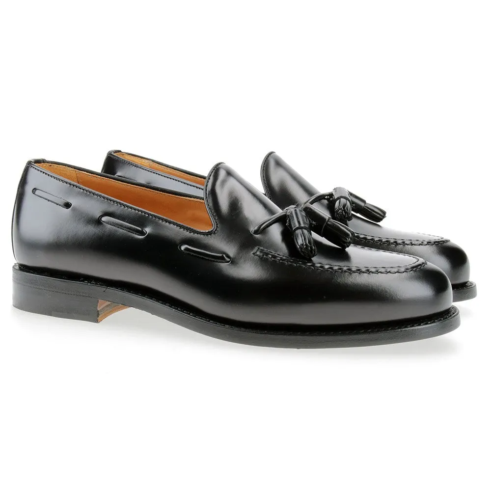 8491 - Black Polished Leather Tassel Loafer