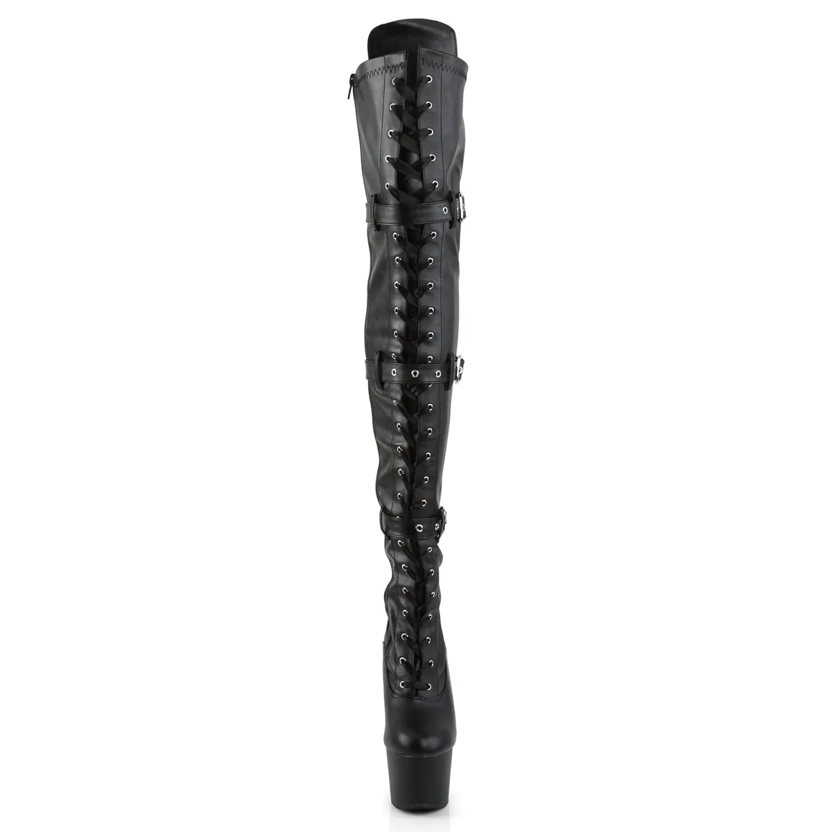 ADORE-3028 Pleaser Black Faux Leather Sexy Platform Shoes (Pole Dancing Heels)