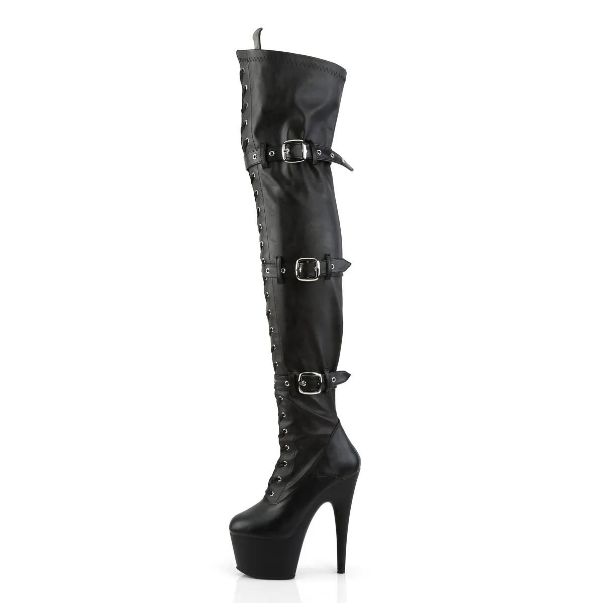ADORE-3028 Pleaser Black Faux Leather Sexy Platform Shoes (Pole Dancing Heels)