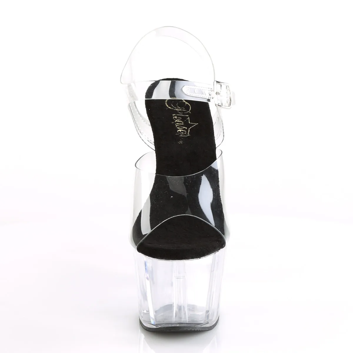 ADORE-708 Pleaser Clear/Black Sexy Platform Shoes (Pole Dancing Heels)