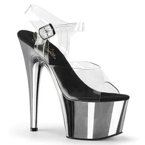 ADORE-708 Pleaser Clear/Silver Chrome Sexy Platform Shoes (Pole Dancing Heels)