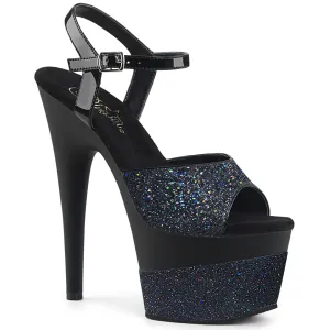 ADORE-709-2G Pleaser Black Glitter Sexy Platform Shoes (Pole Dancing Heels)