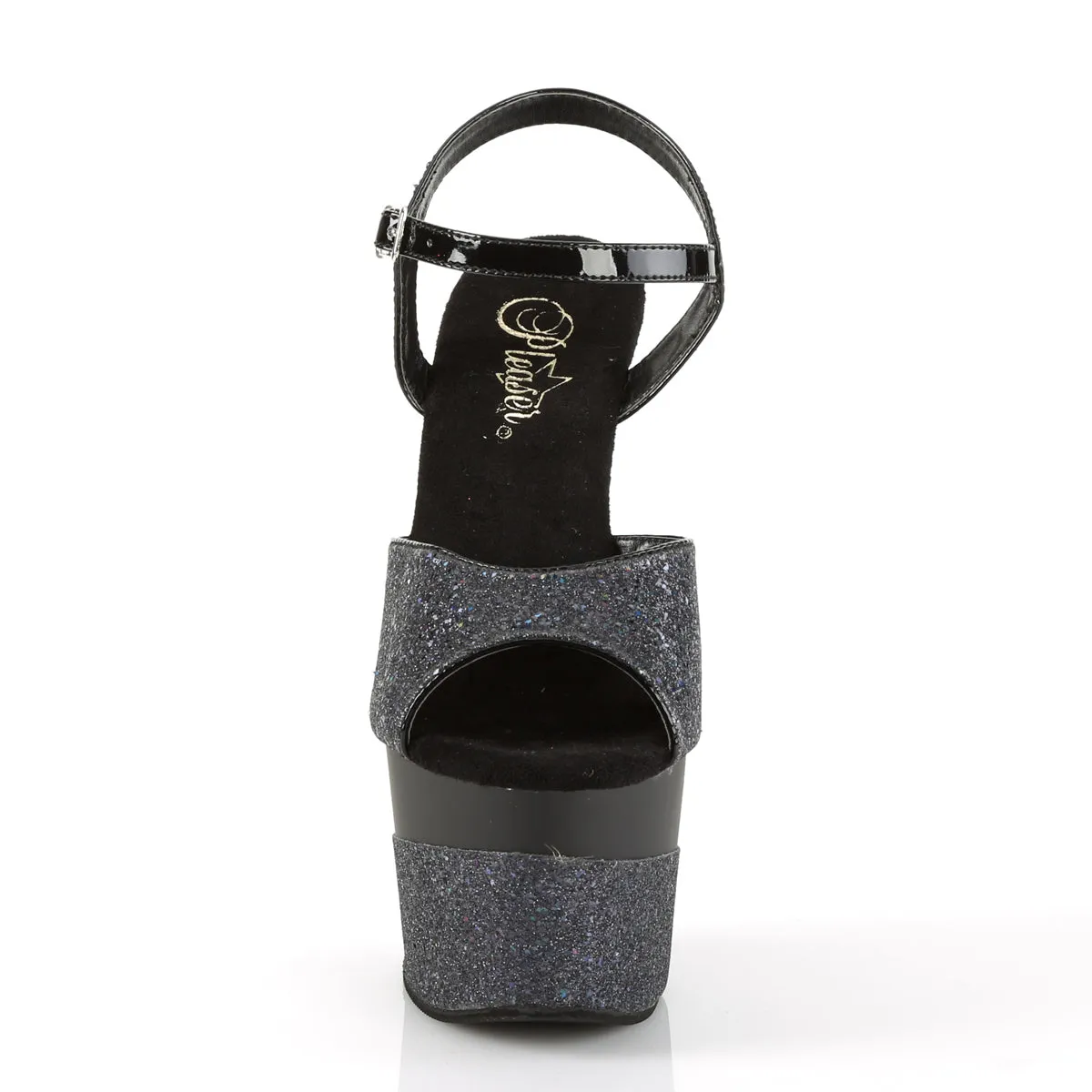 ADORE-709-2G Pleaser Black Glitter Sexy Platform Shoes (Pole Dancing Heels)