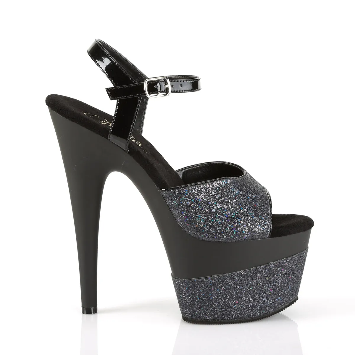 ADORE-709-2G Pleaser Black Glitter Sexy Platform Shoes (Pole Dancing Heels)