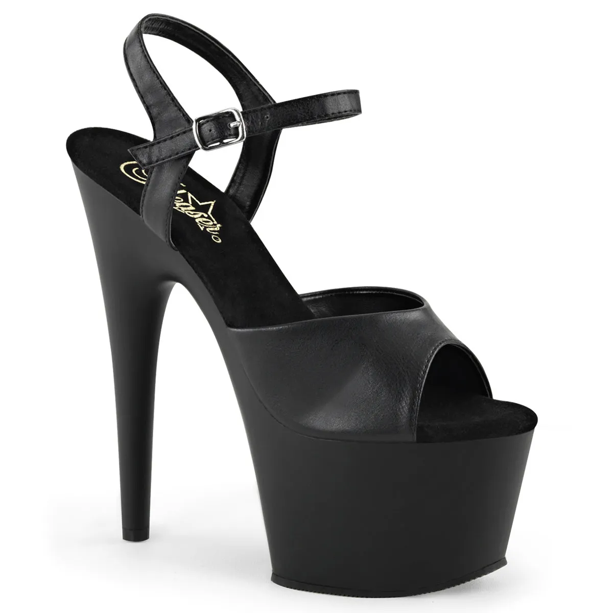 ADORE-709 Pleaser Black Faux Leather Sexy Platform Shoes (Pole Dancing Heels)