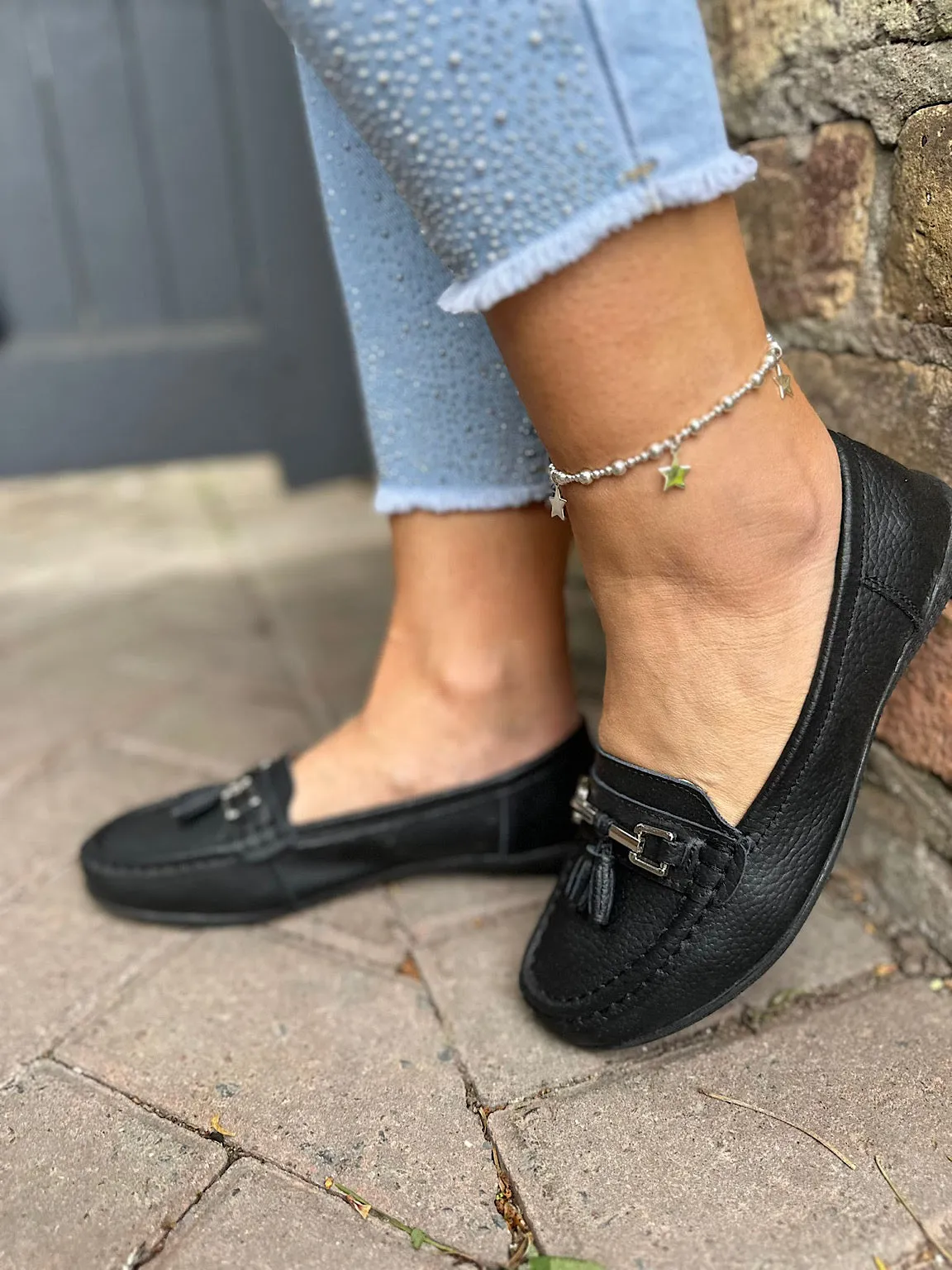 Black Leather Tassel Loafer