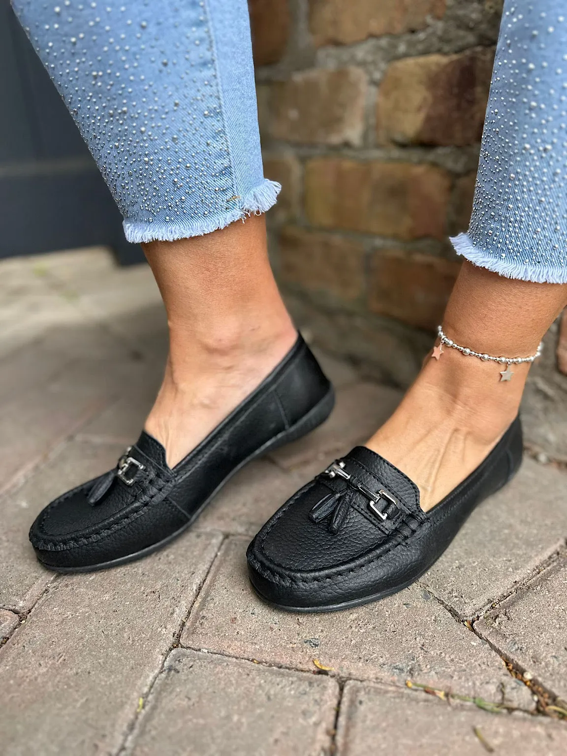 Black Leather Tassel Loafer