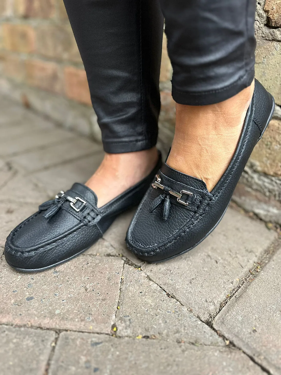 Black Leather Tassel Loafer