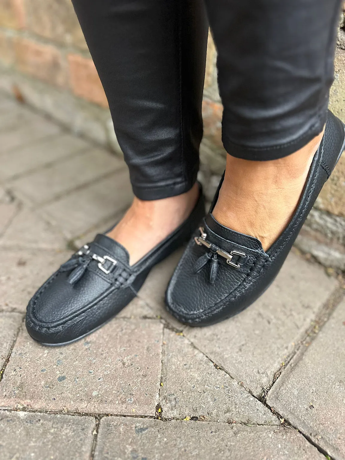 Black Leather Tassel Loafer