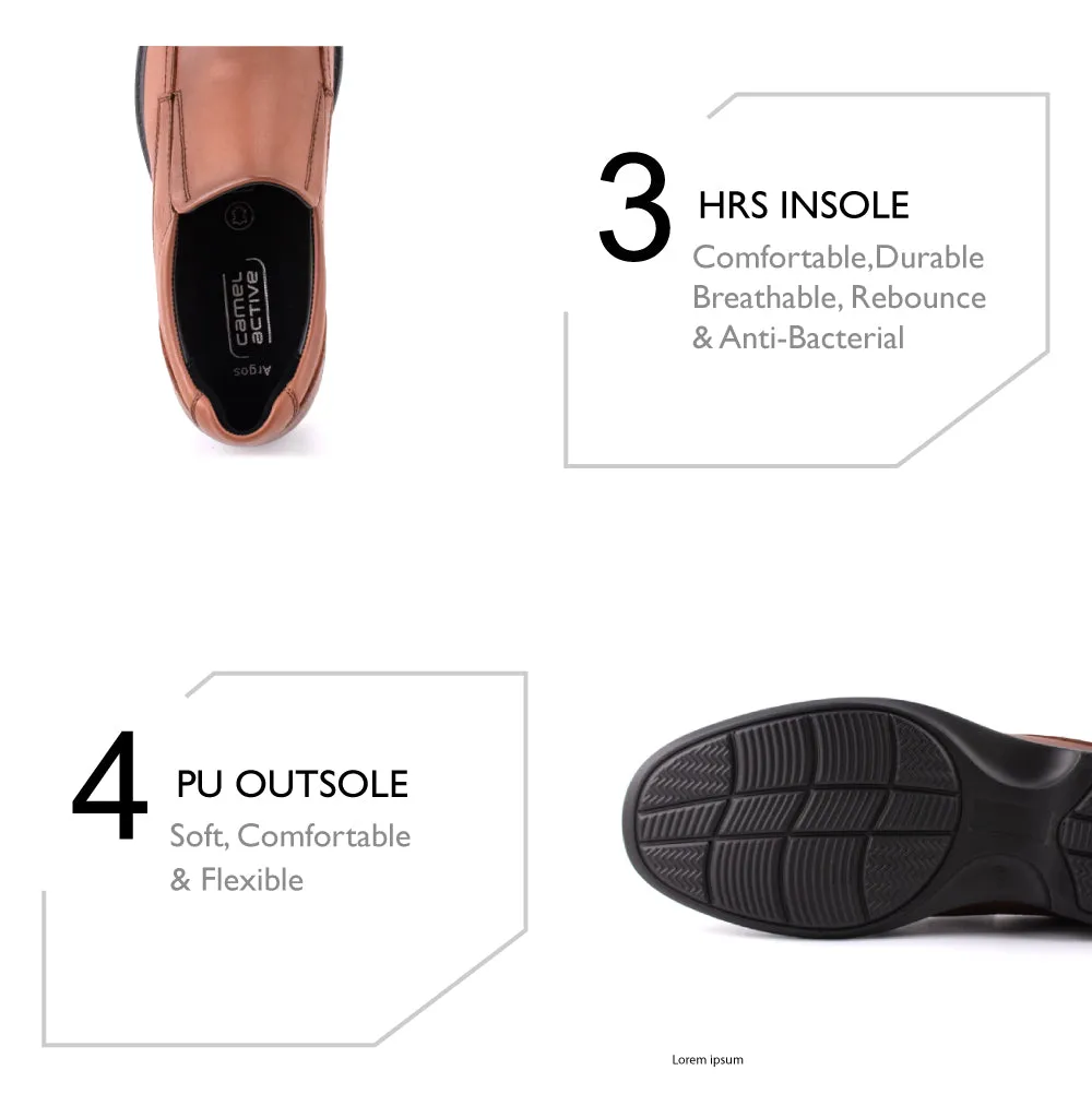 camel active Leather Elegant Slip On Formal Shoes Men Dark Brown ARGOS 802402-BE2SV-32