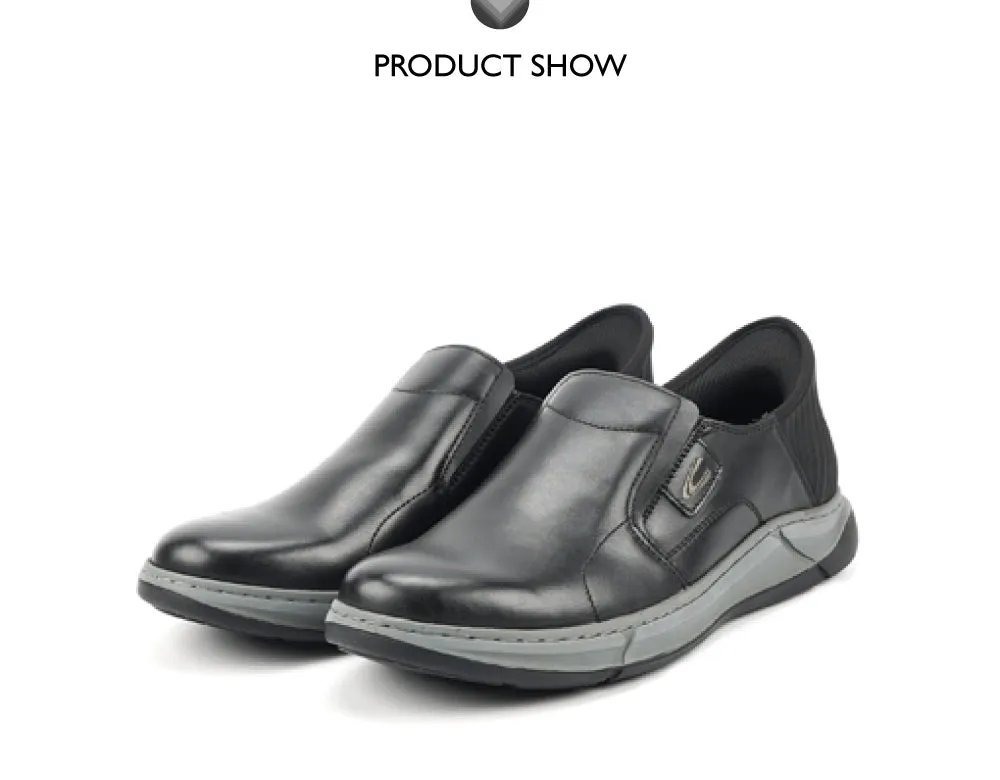 camel active Leather Slip On Shoes Men Black GAVINO-852502-RS1-1