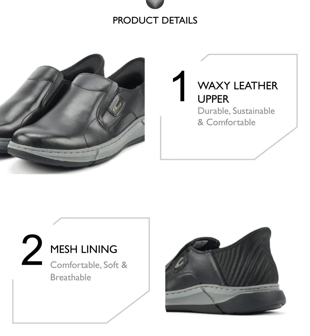 camel active Leather Slip On Shoes Men Black GAVINO-852502-RS1-1