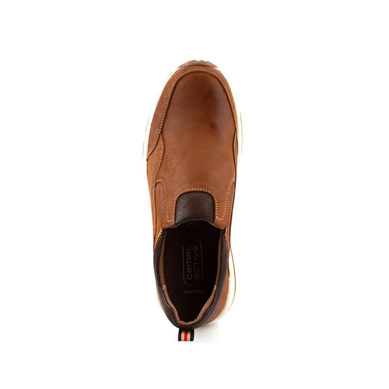 camel active Slip On Shoes With Stitch Detail Men Brown EDSON 852324-SO1-3