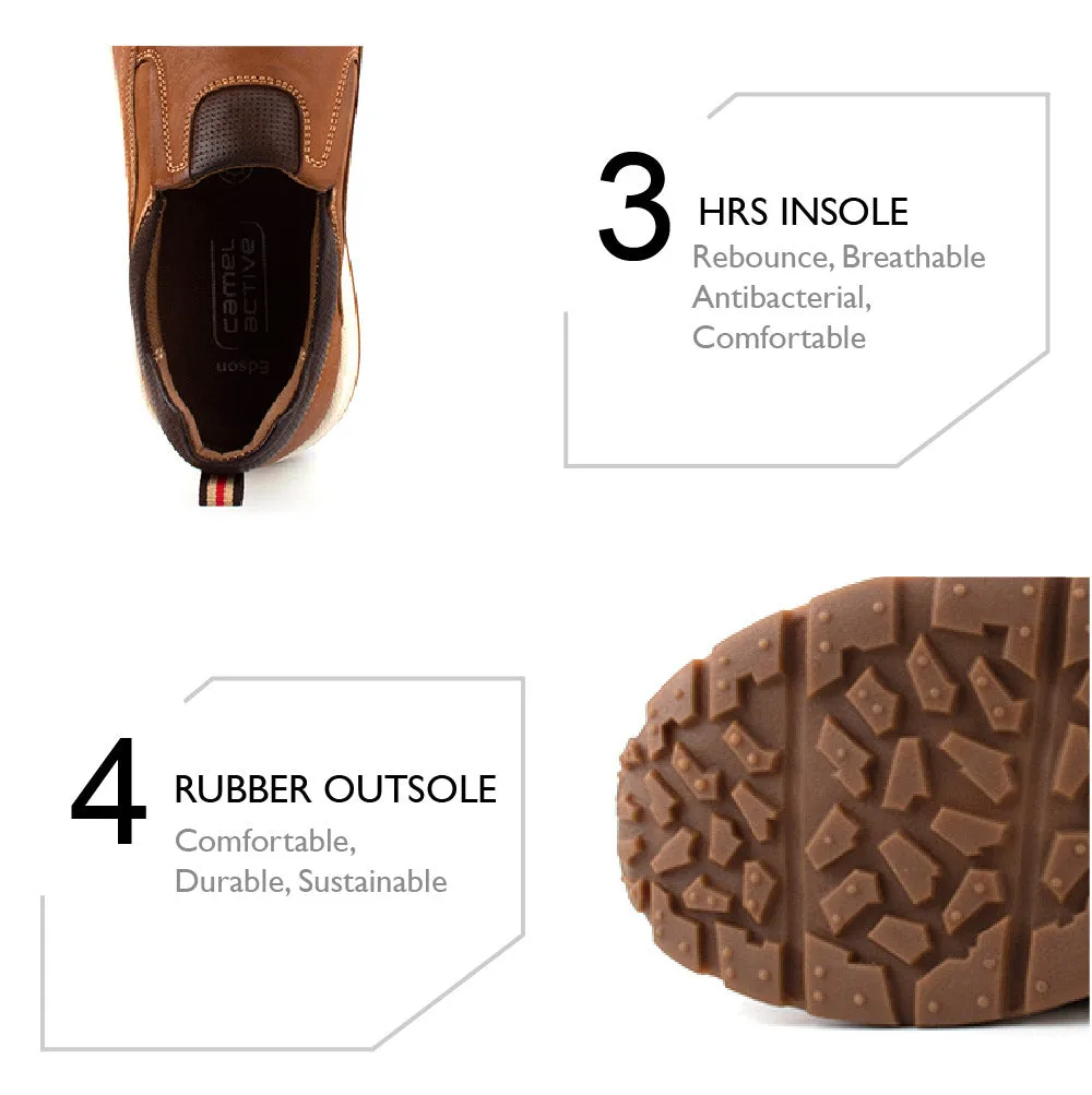 camel active Slip On Shoes With Stitch Detail Men Brown EDSON 852324-SO1-3