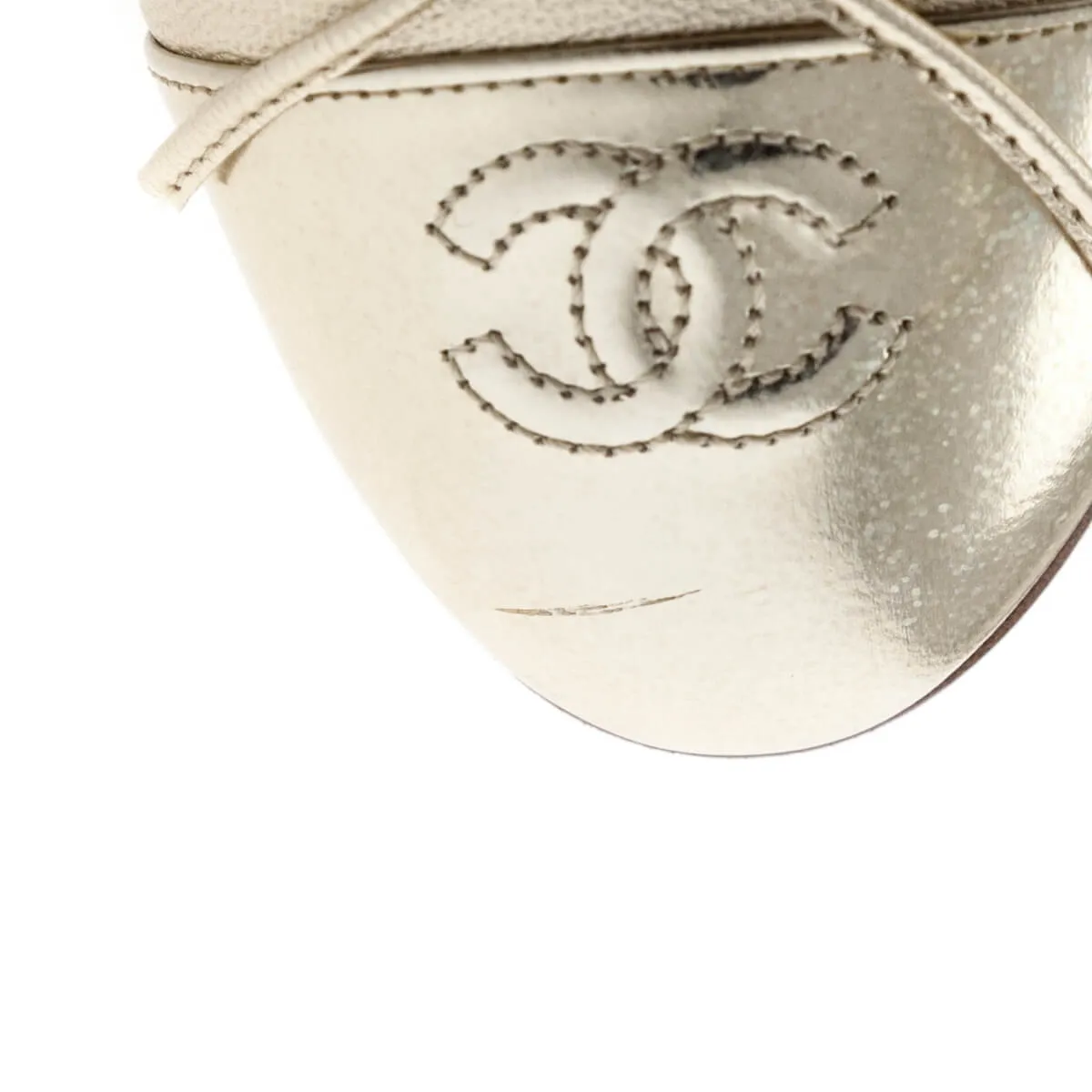 Chanel Gold Cap Toe Ballet Flats Size US 8 | EU 38