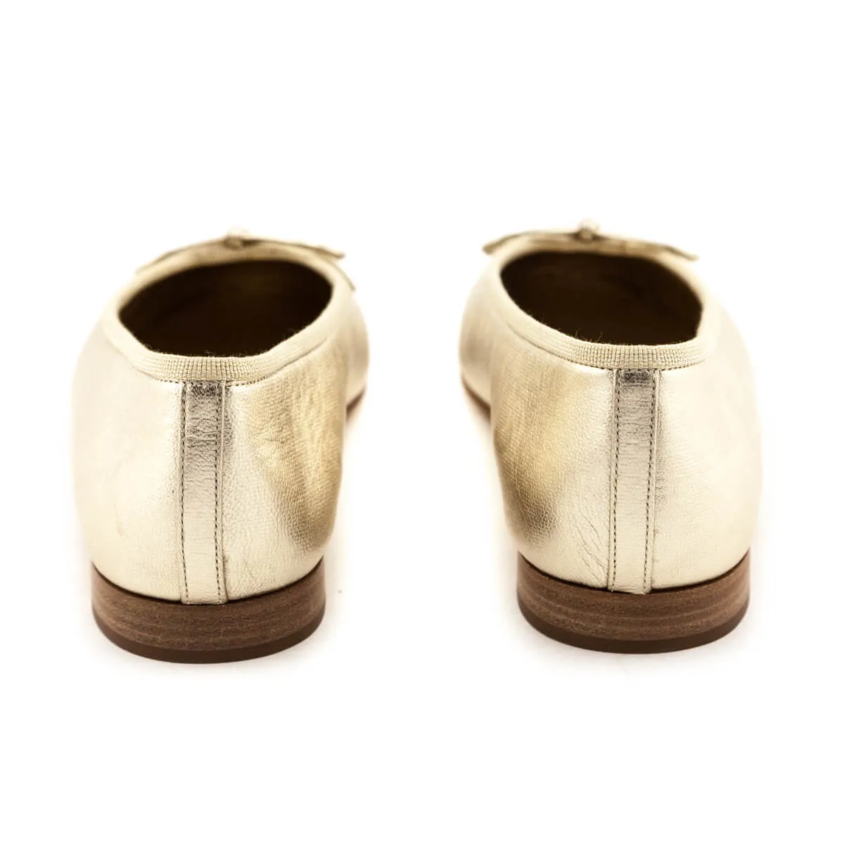 Chanel Gold Cap Toe Ballet Flats Size US 8 | EU 38