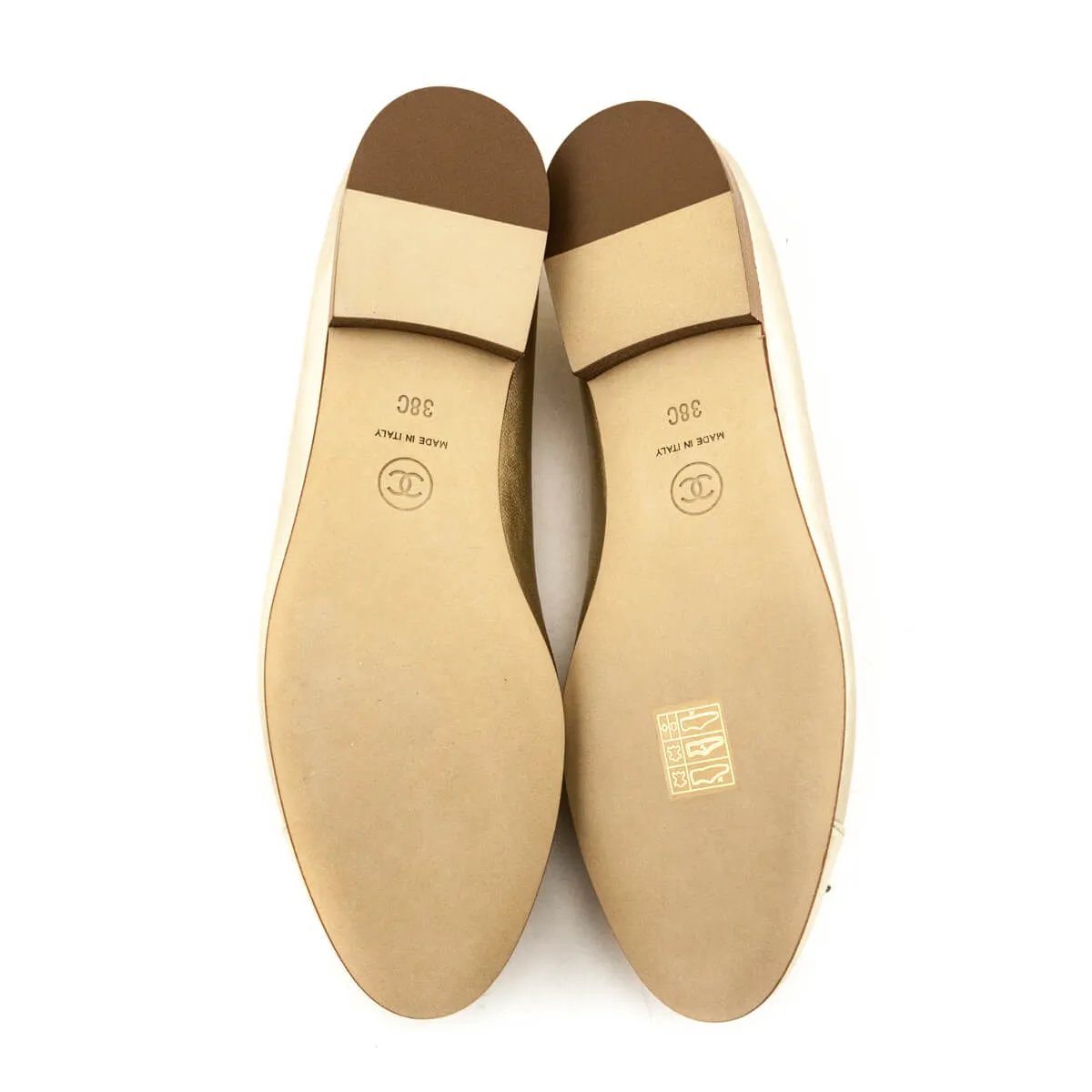 Chanel Gold Cap Toe Ballet Flats Size US 8 | EU 38
