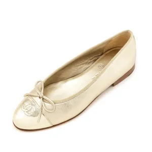 Chanel Gold Cap Toe Ballet Flats Size US 8 | EU 38