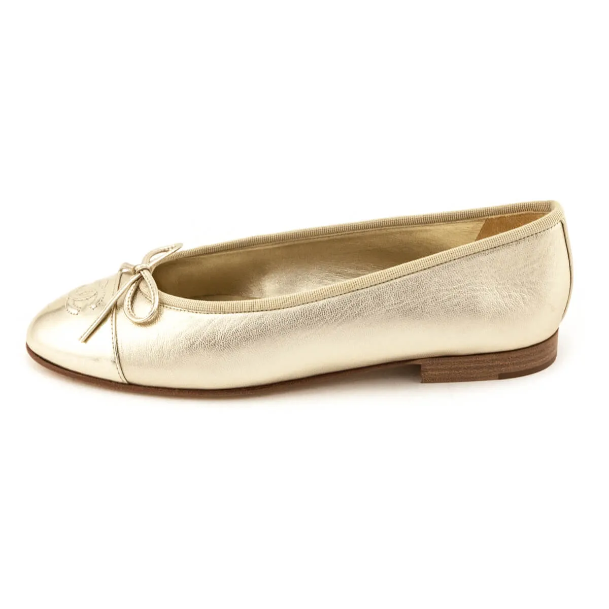 Chanel Gold Cap Toe Ballet Flats Size US 8 | EU 38