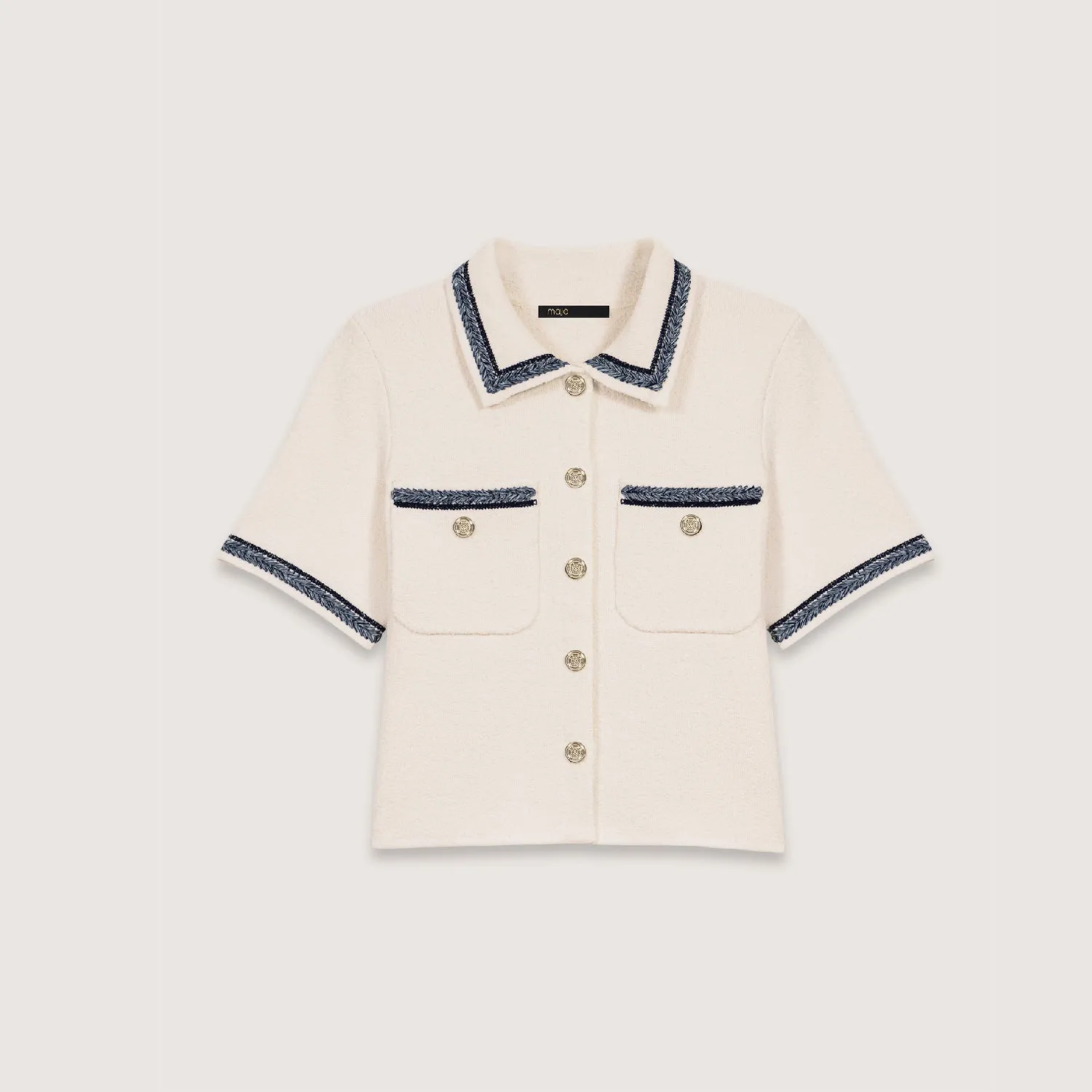 Cropped contrasting trim cardigan