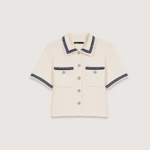 Cropped contrasting trim cardigan