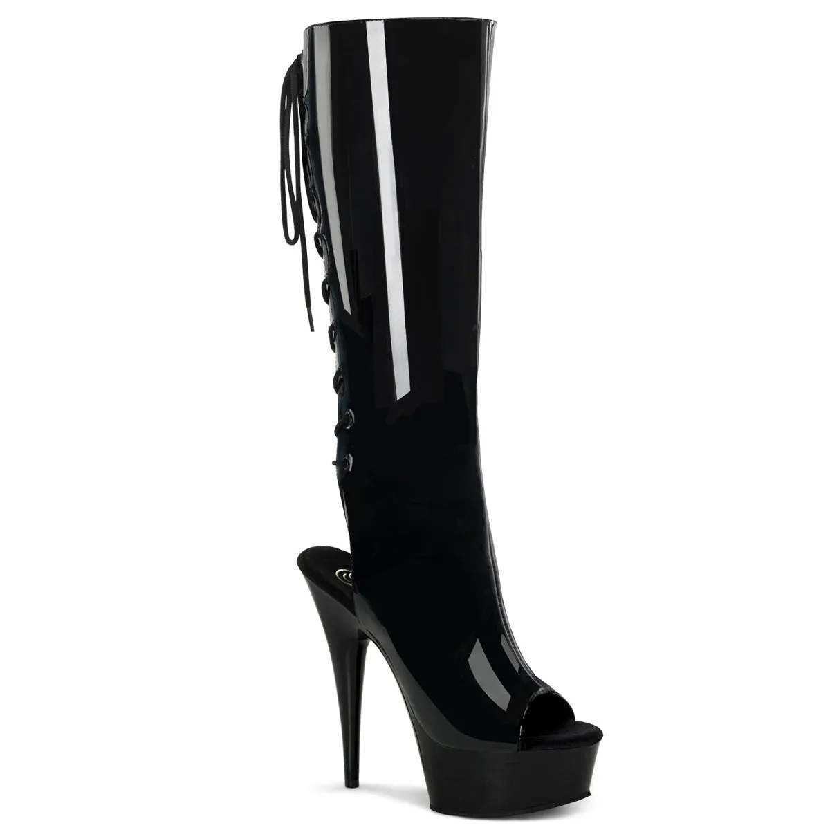 DELIGHT-2018 Pleaser Black Patent Sexy Platform Shoes (Pole Dancing Heels)