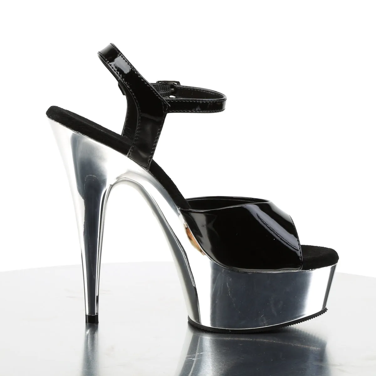DELIGHT-609 Pleaser Black/Silver Sexy Platform Shoes (Pole Dancing Heels)