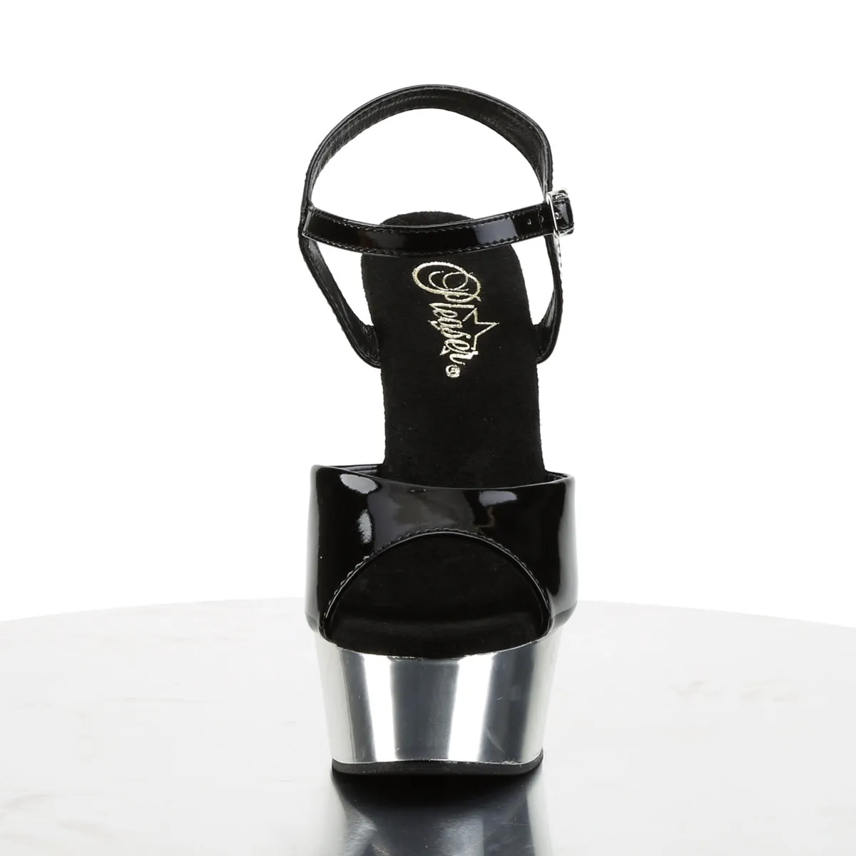 DELIGHT-609 Pleaser Black/Silver Sexy Platform Shoes (Pole Dancing Heels)