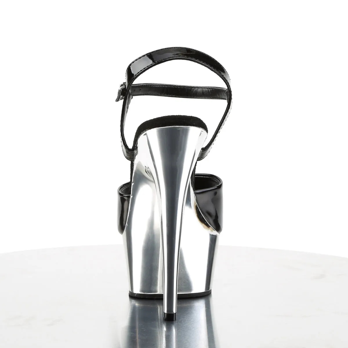 DELIGHT-609 Pleaser Black/Silver Sexy Platform Shoes (Pole Dancing Heels)
