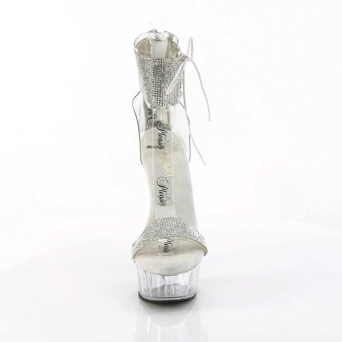 DELIGHT-627RS Pleaser Clear/Silver Sexy Platform Shoes (Pole Dancing Heels)