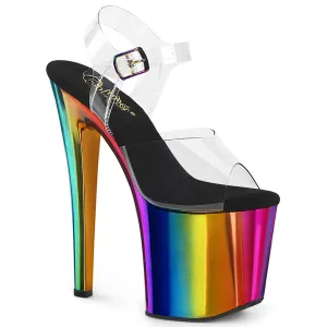 ENCHANT-708RC Pleaser Clear/Rainbow Chrome Sexy Platform Shoes (Pole Dancing Heels)