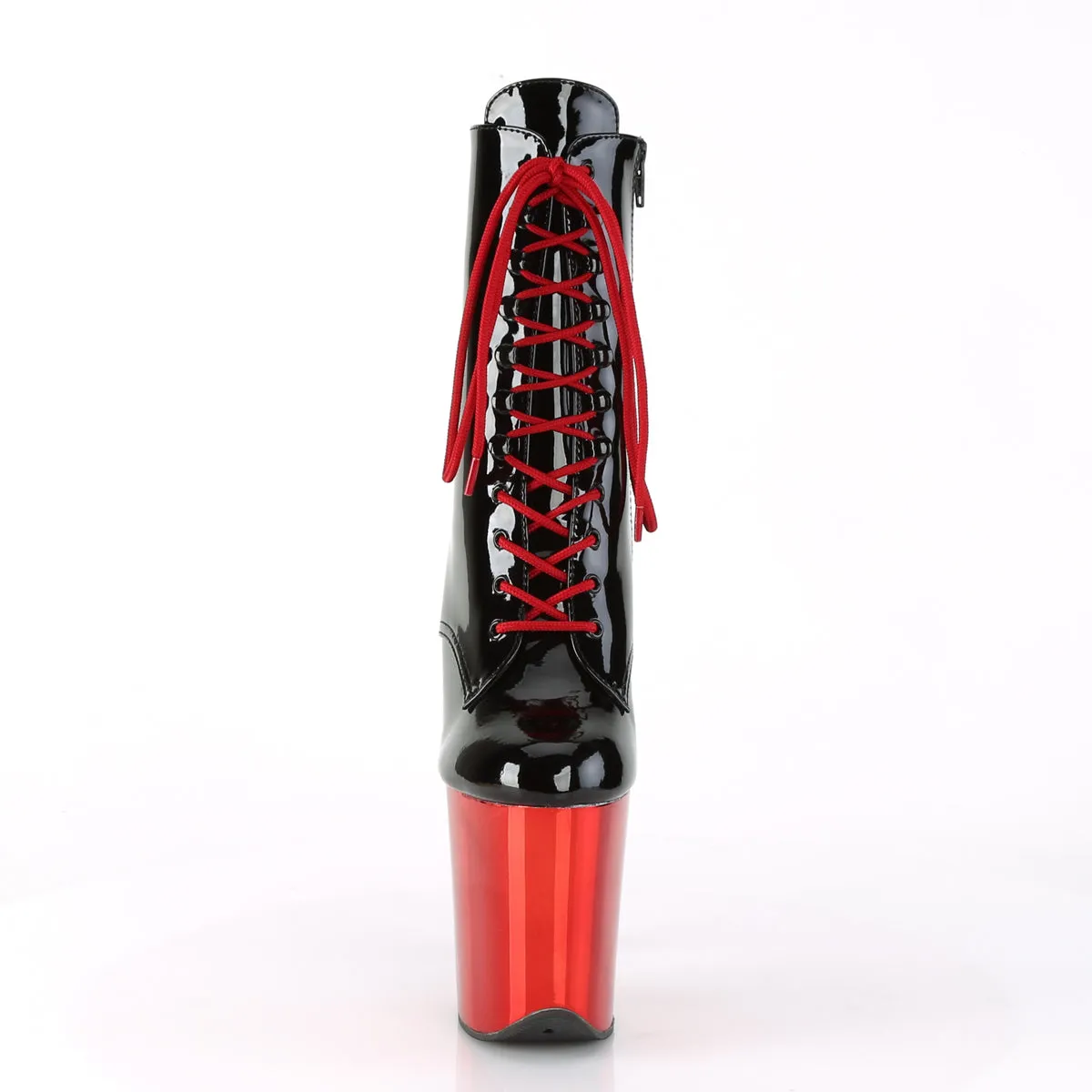 FLAMINGO-1020 Pleaser Black Patent/ Red Chrome Sexy Platform Shoes (Pole Dancing Heels)
