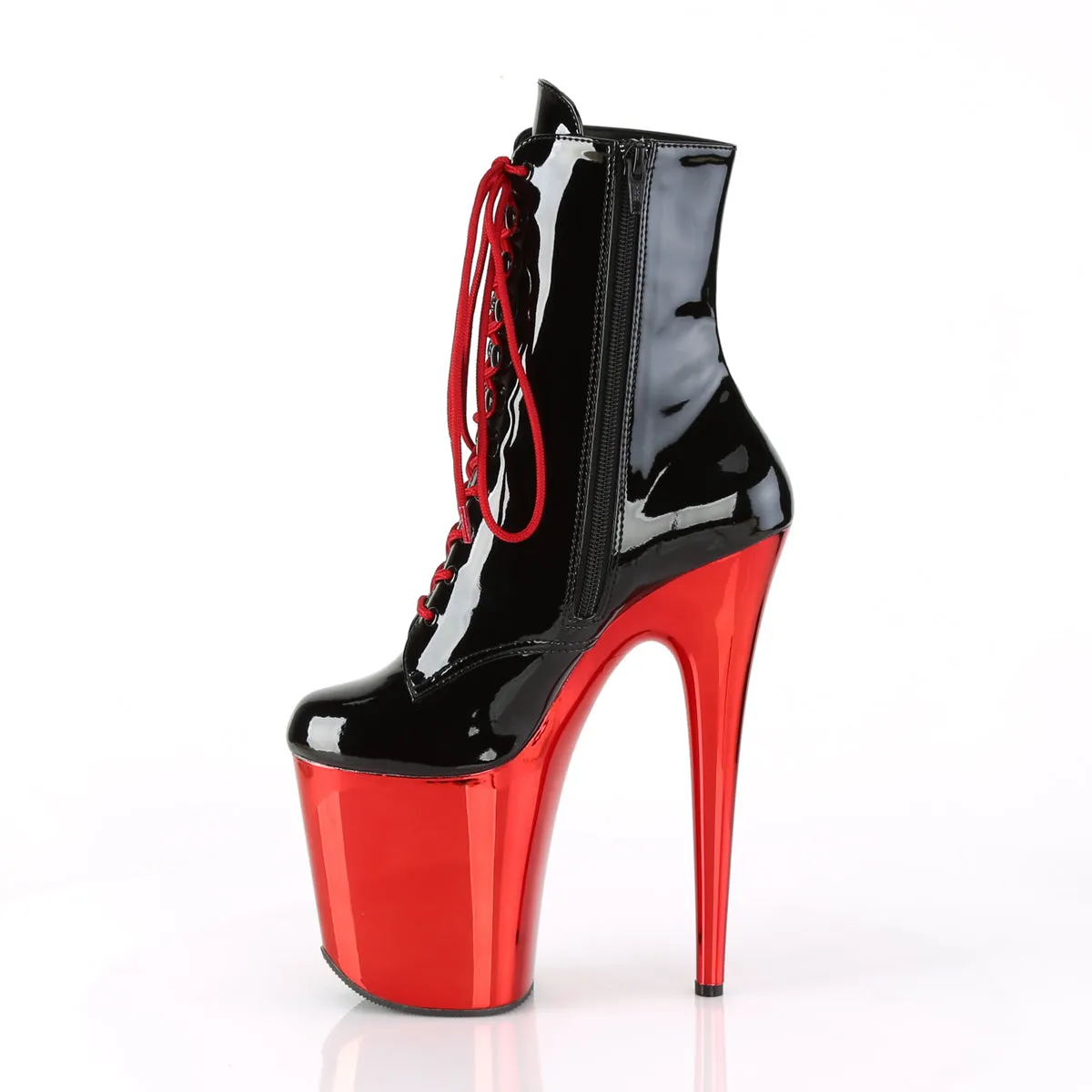 FLAMINGO-1020 Pleaser Black Patent/ Red Chrome Sexy Platform Shoes (Pole Dancing Heels)
