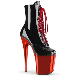 FLAMINGO-1020 Pleaser Black Patent/ Red Chrome Sexy Platform Shoes (Pole Dancing Heels)