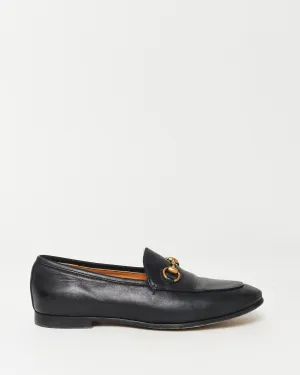 Gucci Black Leather Jordaan Loafers - 35.5
