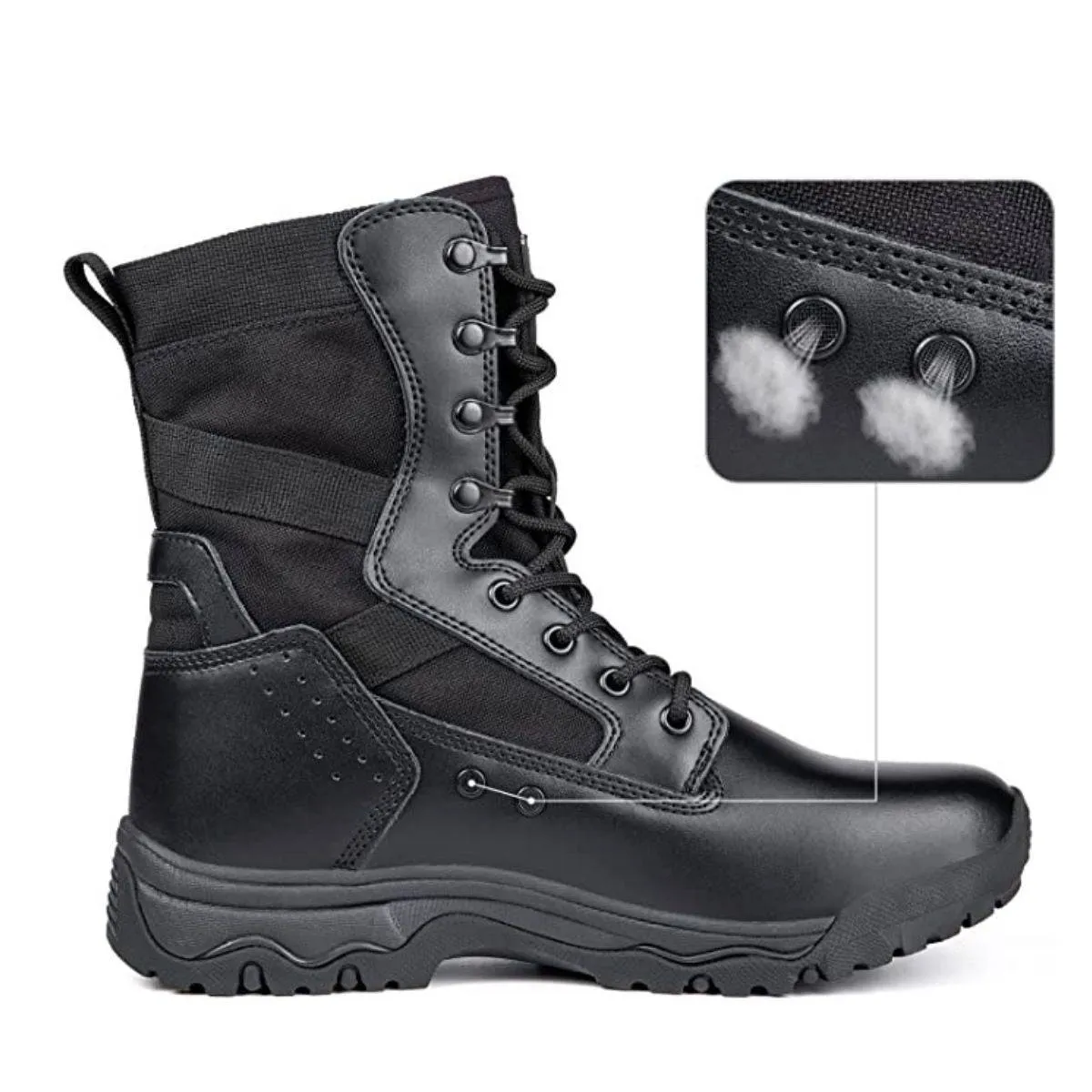 HOPPER 8" Men’s Military Tactical Black Leather Boots