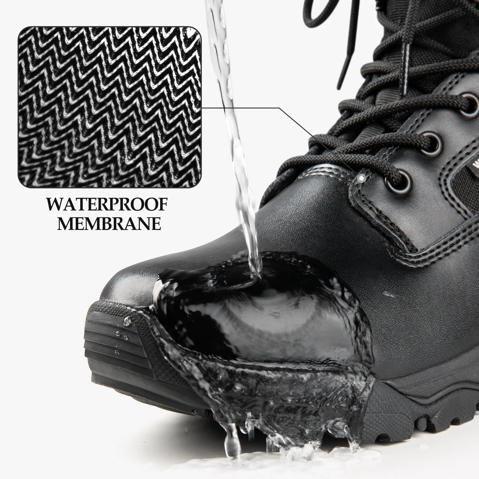 HOPPER 8" Men’s Military Tactical Black Leather Boots