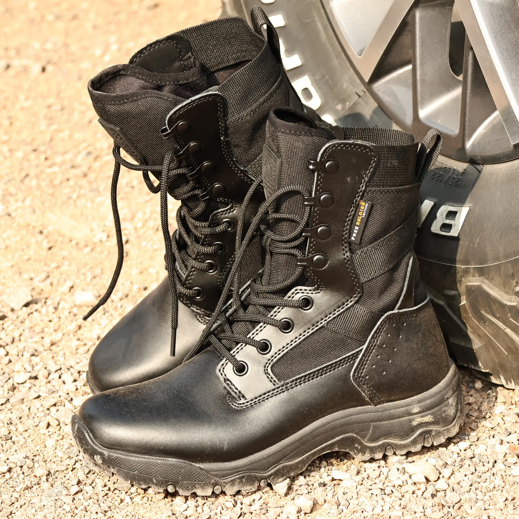 HOPPER 8" Men’s Military Tactical Black Leather Boots