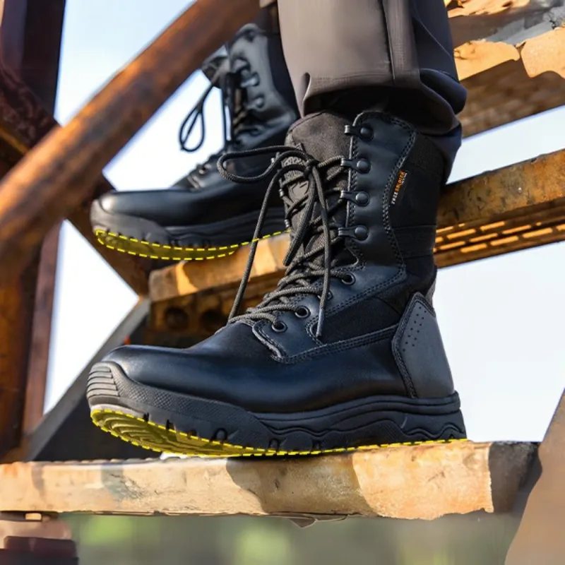 HOPPER 8" Men’s Military Tactical Black Leather Boots