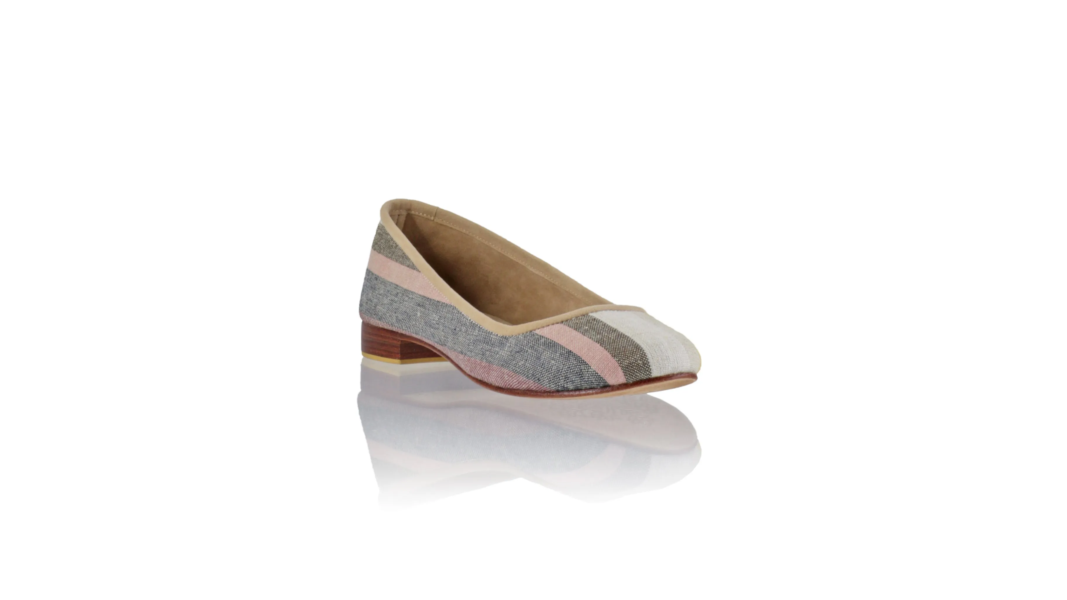 Kate 20mm Ballet - Grey & Cream Line linen