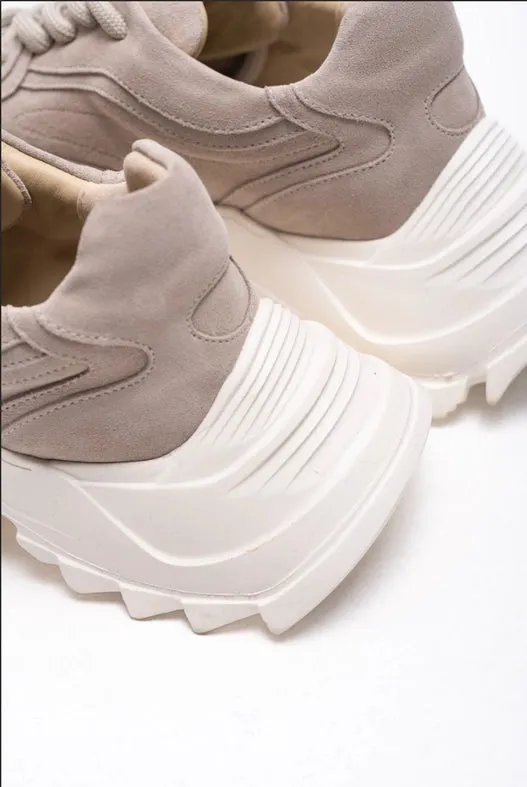 Lace Up Platform Suede Sneakers Shark