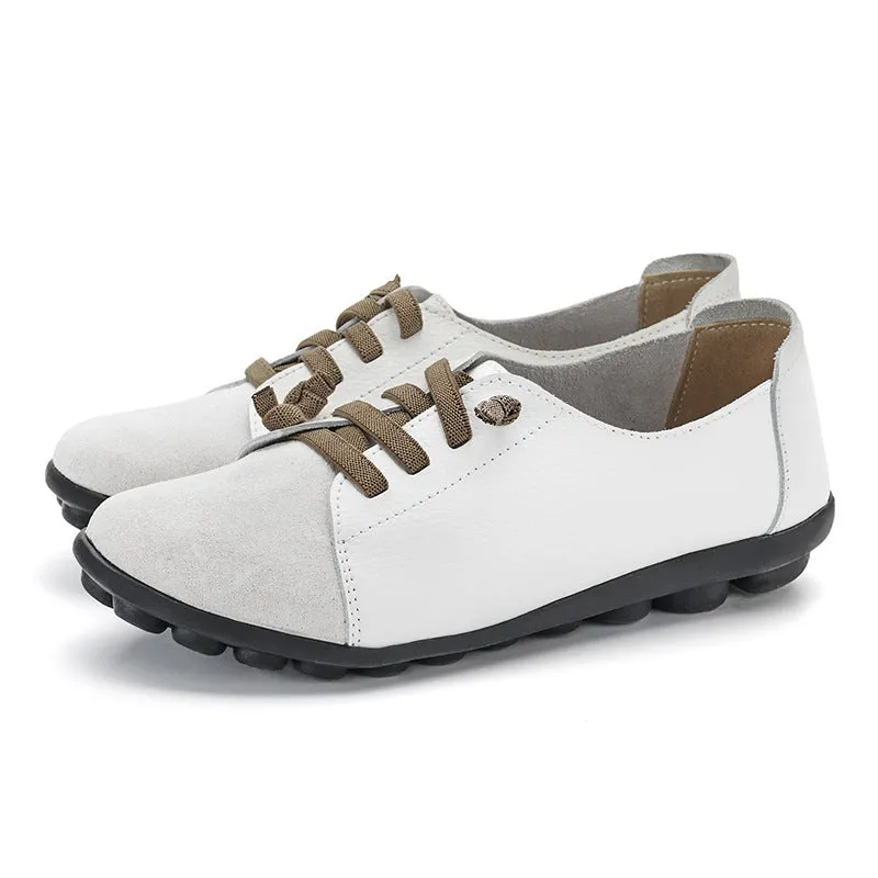 Ladies Leather Slip On Shoes Casual Flats