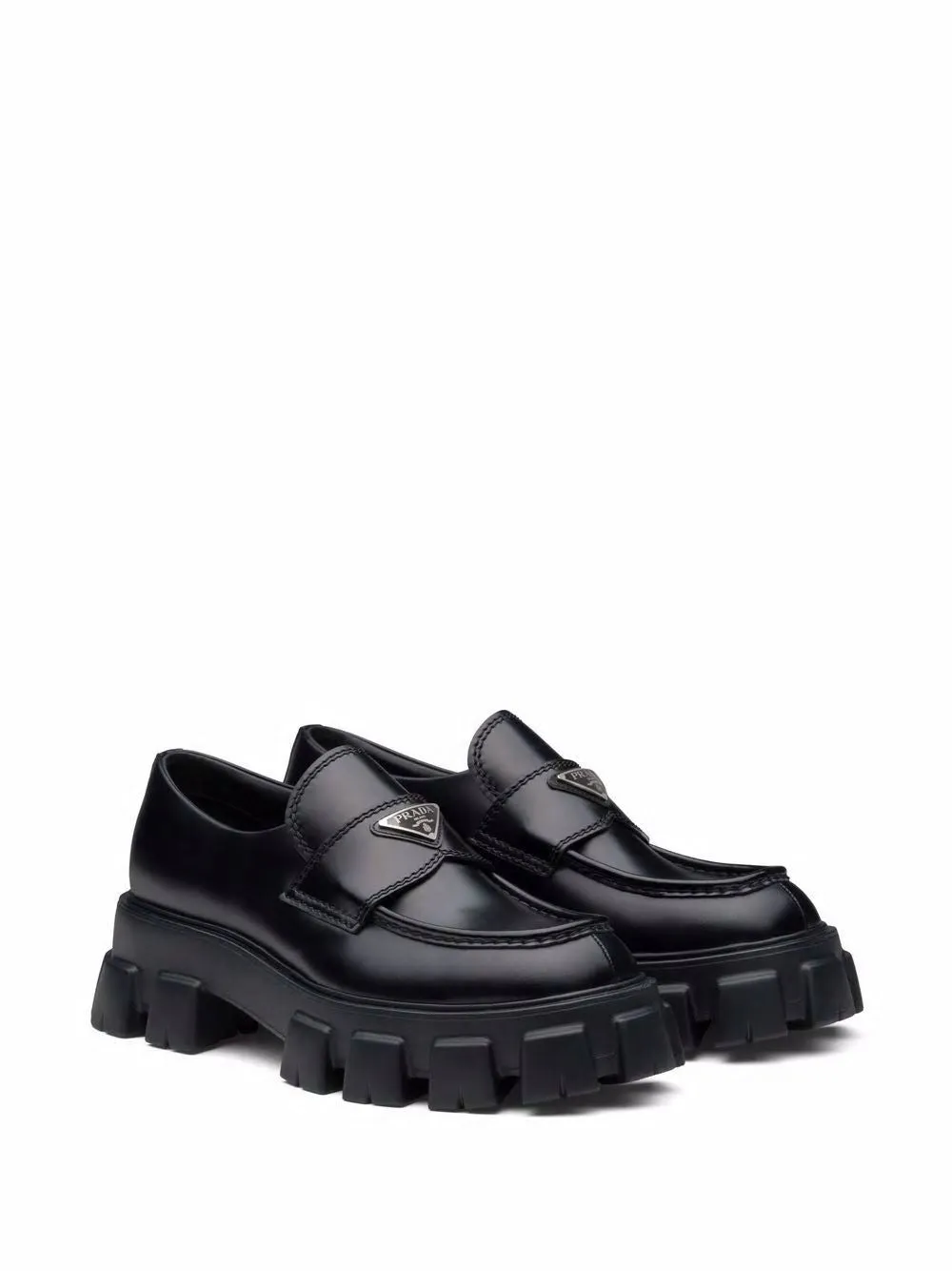 LEATHER LOGO LOAFERS.