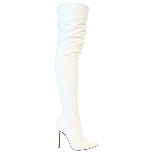 Liliana Gisele-7A Over the Knee Thigh High Shiny Patent Boots