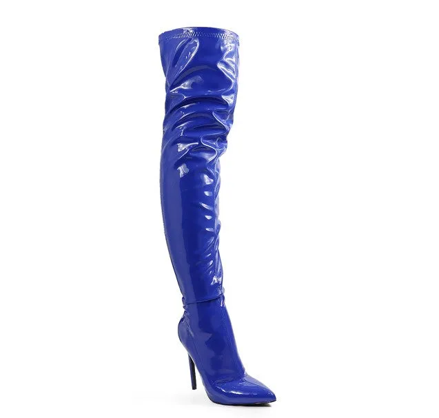 Liliana Gisele-7A Over the Knee Thigh High Shiny Patent Boots