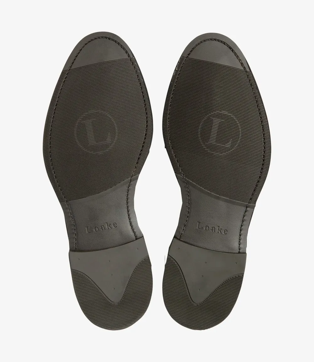 LOAKE IMPERIAL BROWN SUEDE LOAFER SLIP ON RUBBER SOLE G-WIDE