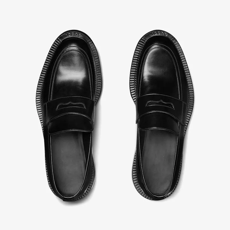 Men's Black Leather Loafers