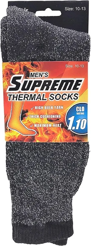 Men's Original Supreme Thermal Socks Heat Winter Insulated Socks,Black, US 10-13