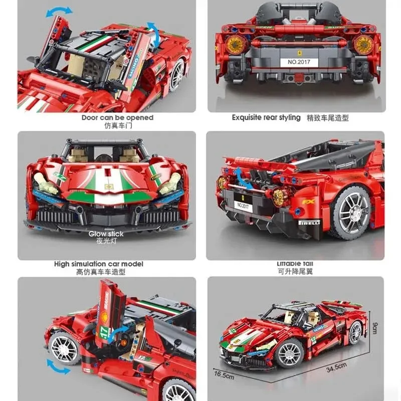 MOC Tech Classic Supercar Sports Racing Car Bricks Toy T2017