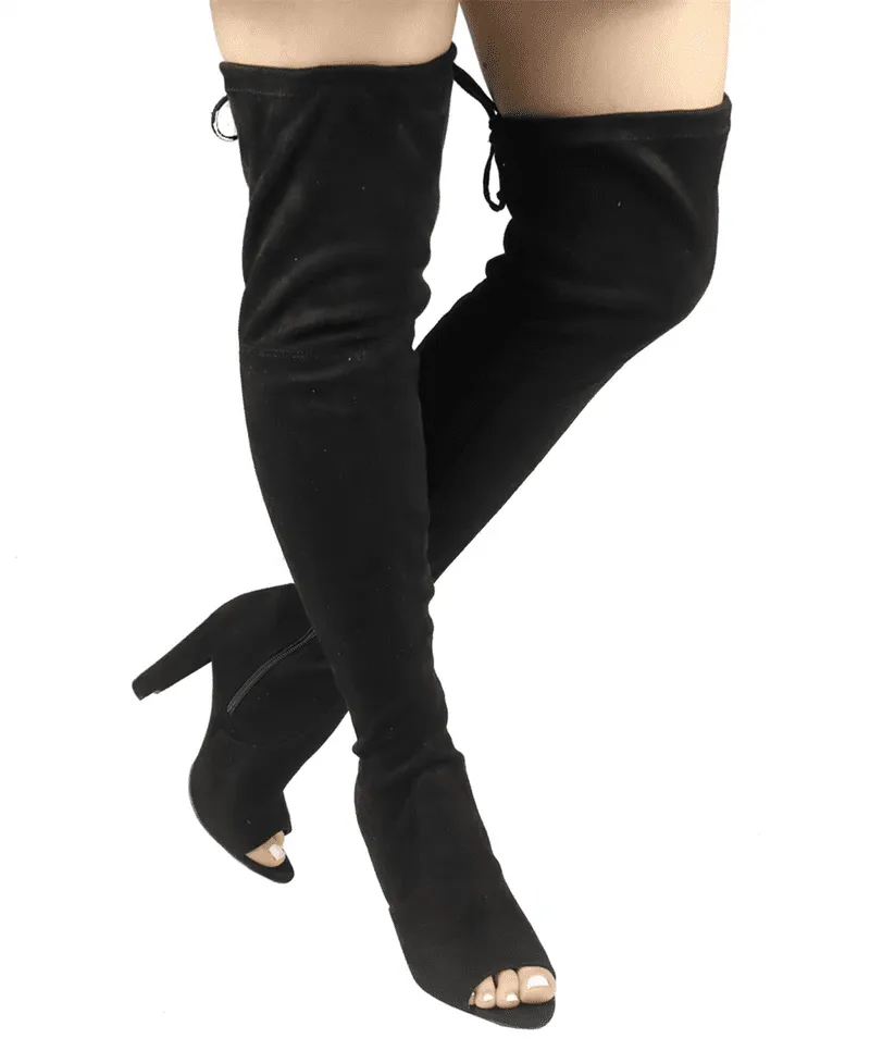 Peep Toe Over The Knee Boots ADORE-01